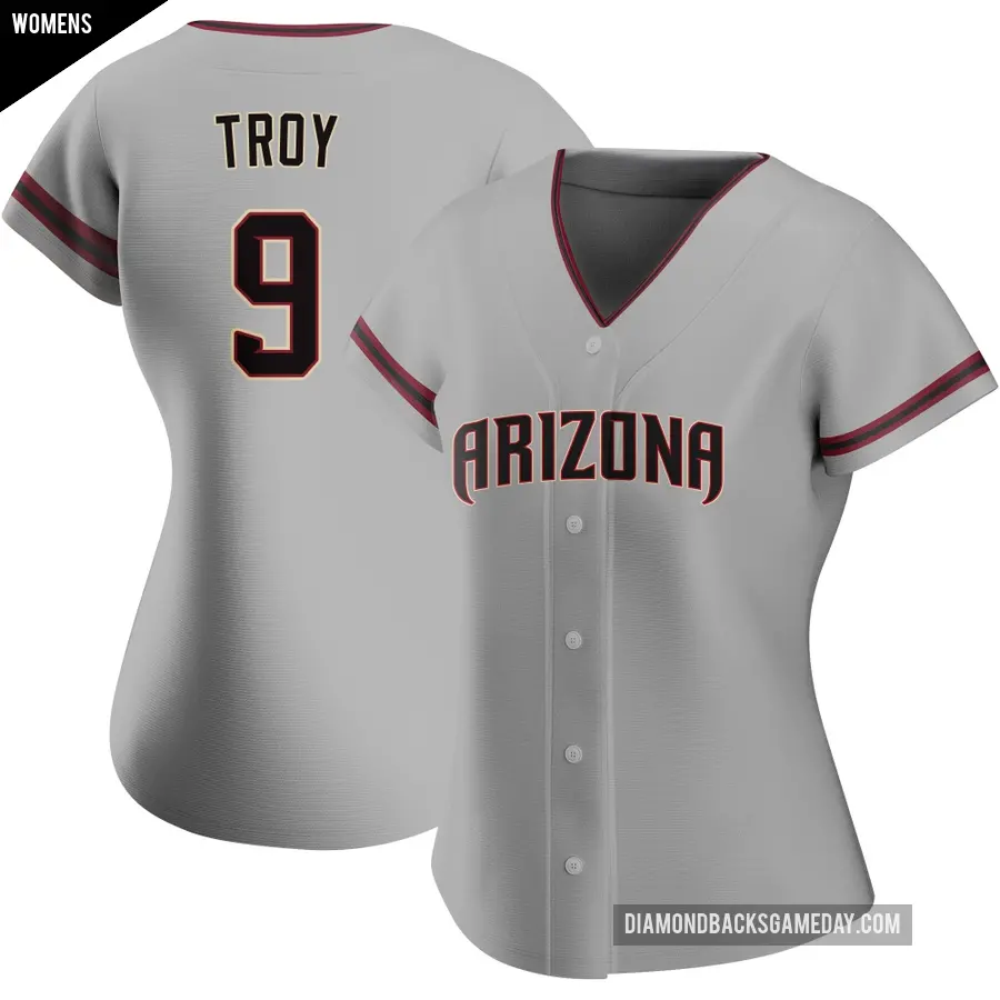 Women's Arizona Diamondbacks ＃9 Tommy Troy Authentic Gray Road Jersey