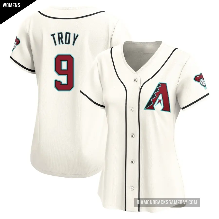 Women's Arizona Diamondbacks ＃9 Tommy Troy Limited White Home Jersey