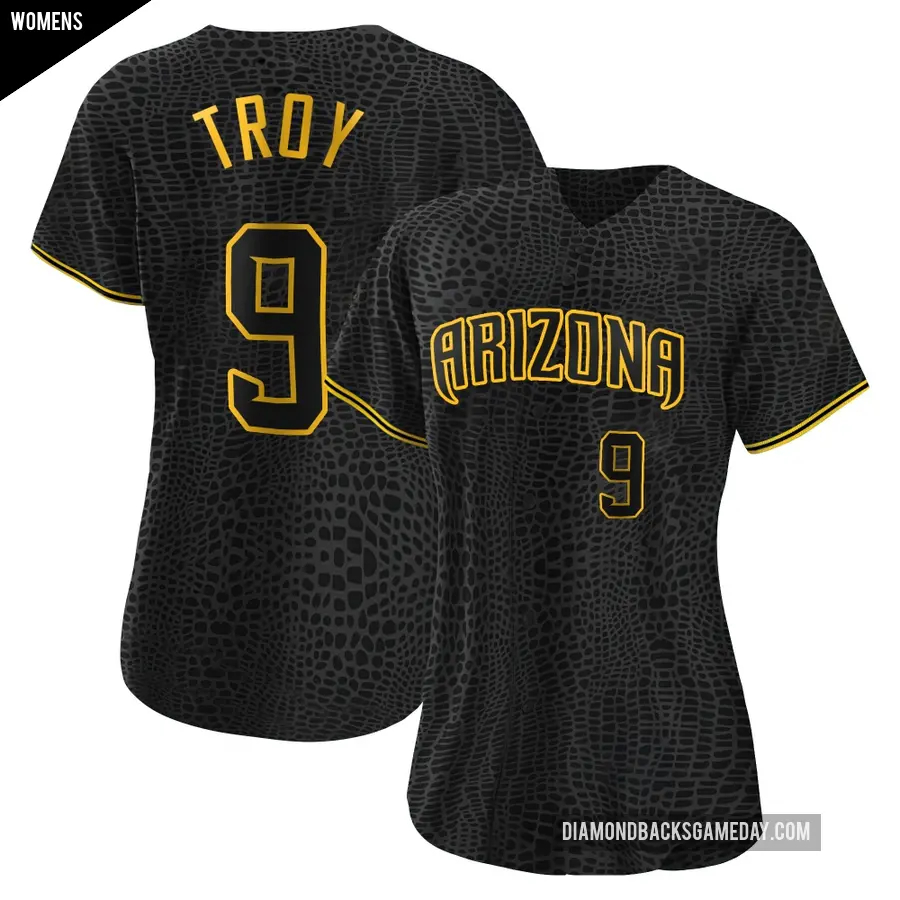 Women's Arizona Diamondbacks ＃9 Tommy Troy Replica Black Snake Skin City Jersey