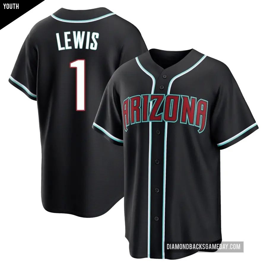 Youth Arizona Diamondbacks ＃1 Kyle Lewis Replica Black Fashion Out Jersey