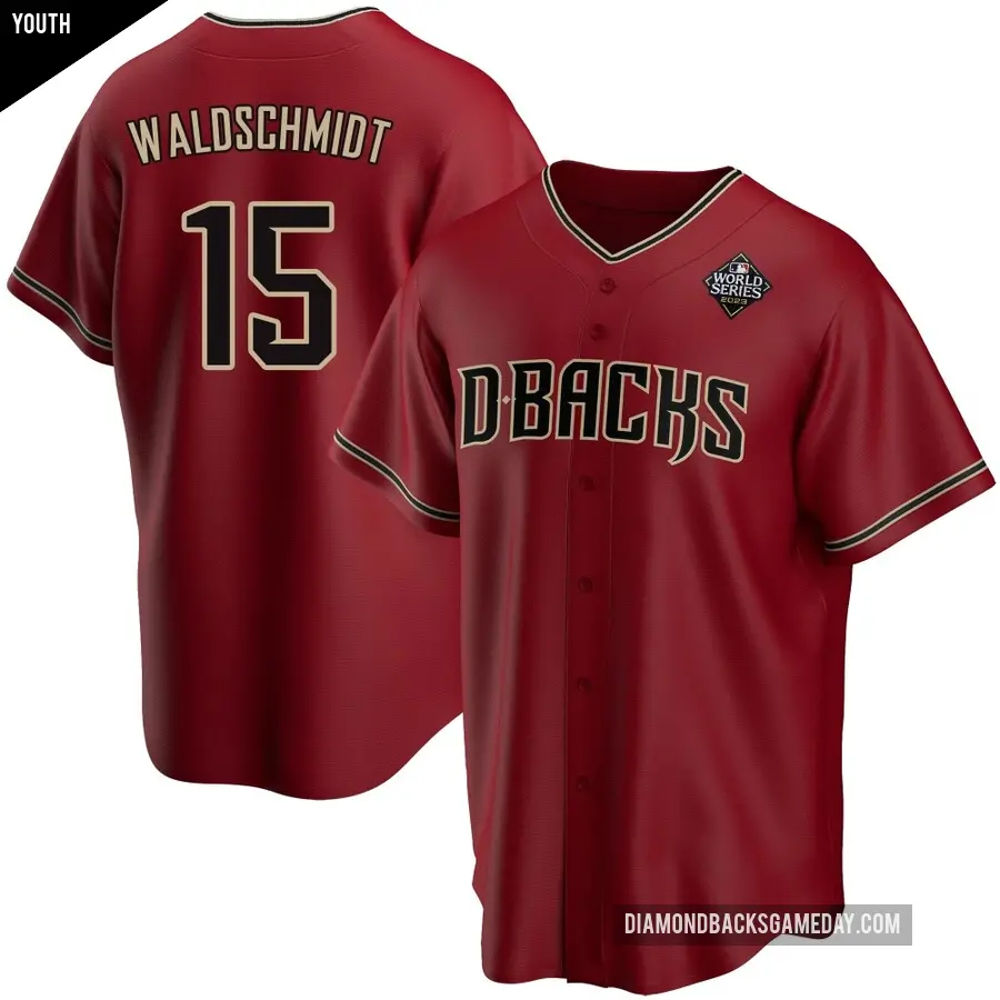 Youth Arizona Diamondbacks ＃15 Ryan Waldschmidt Replica Red Alternate 2023 World Series Jersey