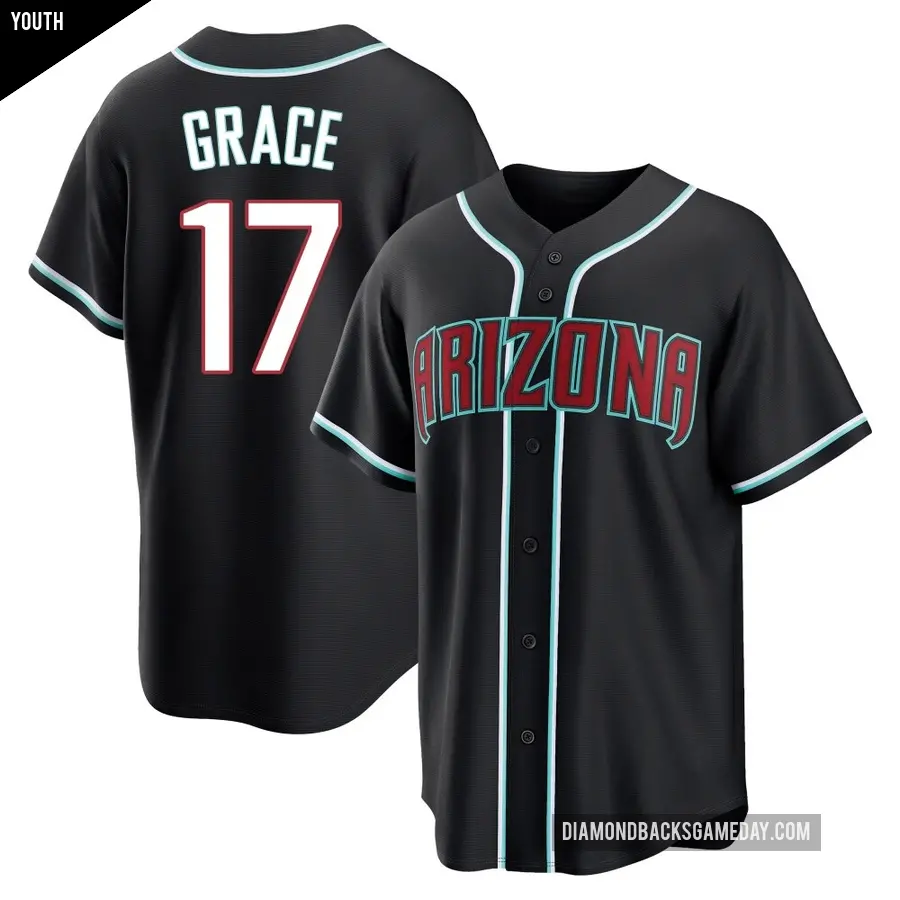 Youth Arizona Diamondbacks ＃17 Mark Grace Replica Black Fashion Out Jersey