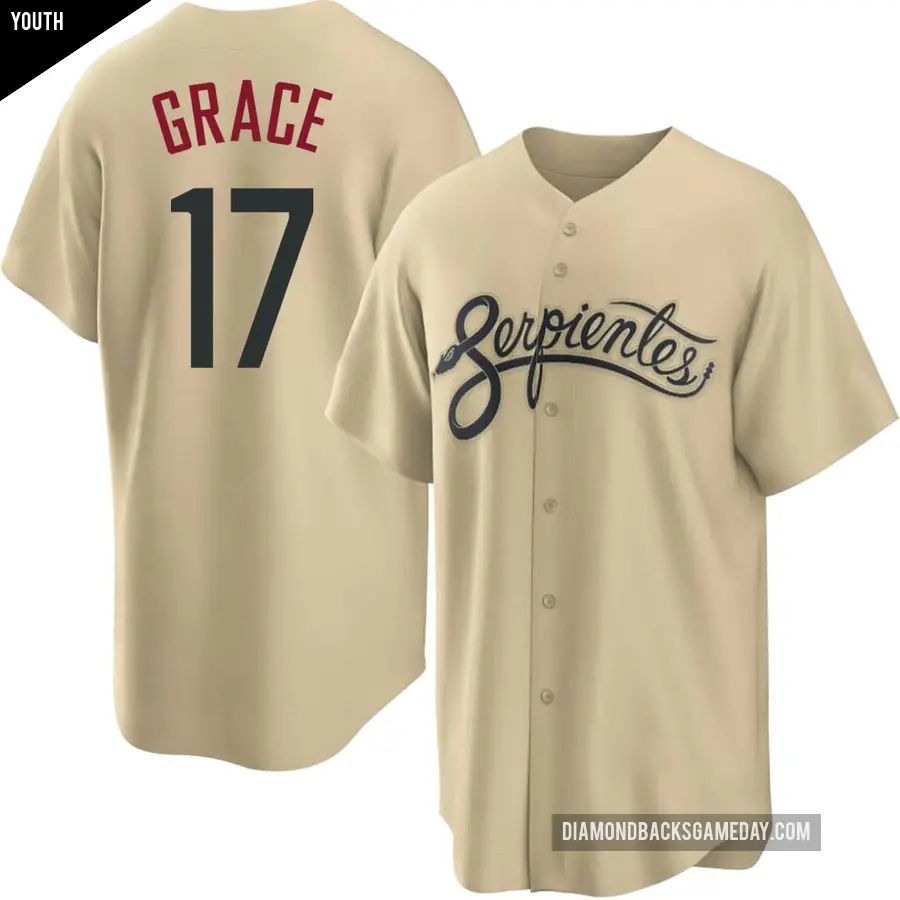Youth Arizona Diamondbacks ＃17 Mark Grace Replica Gold 2021 City Connect Cool Base Jersey