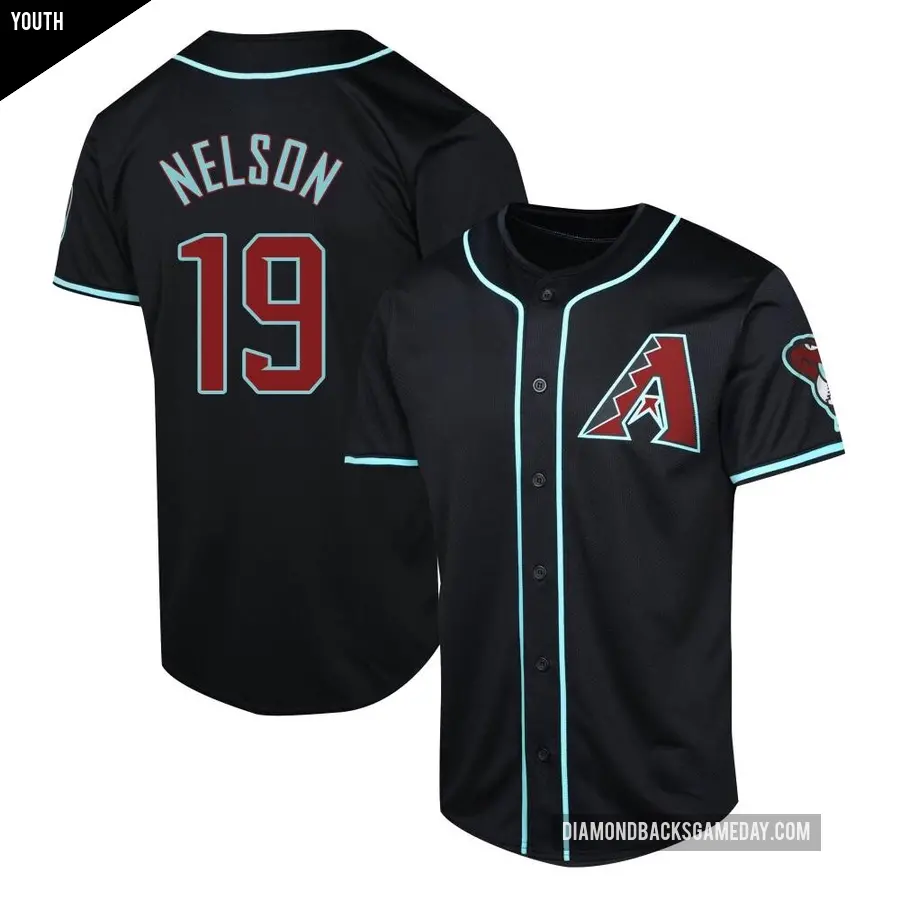 Youth Arizona Diamondbacks ＃19 Ryne Nelson Limited Black Alternate Jersey