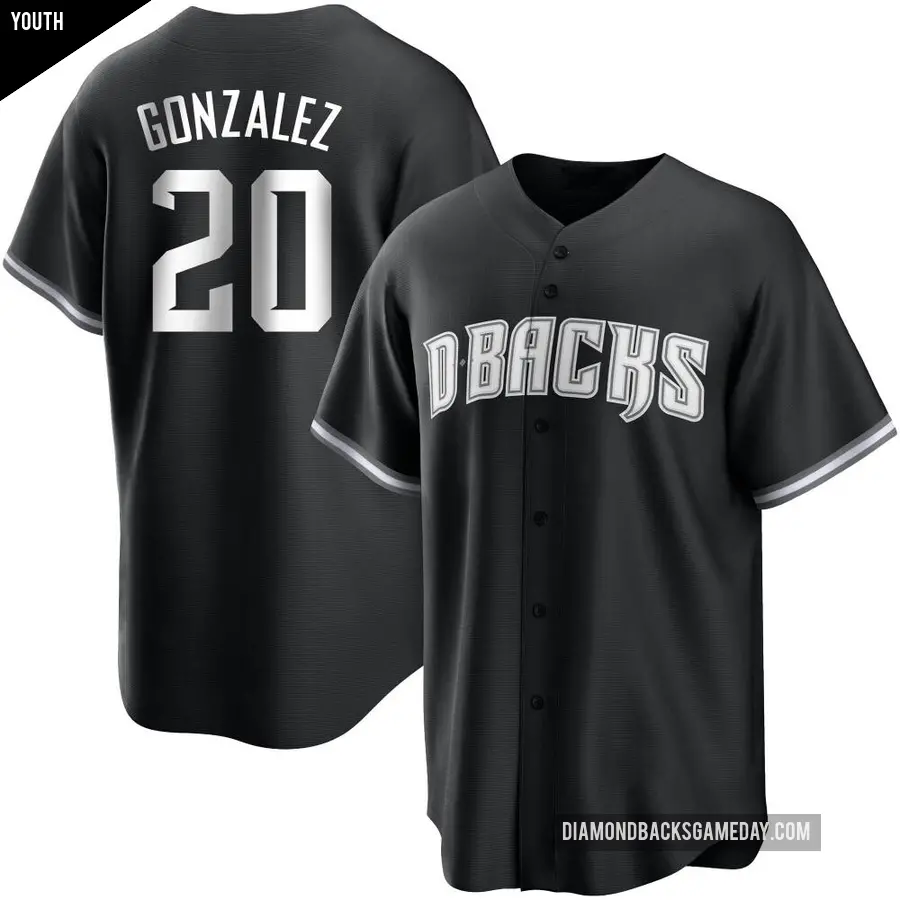 Youth Arizona Diamondbacks ＃20 Luis Gonzalez Replica Black/White Jersey