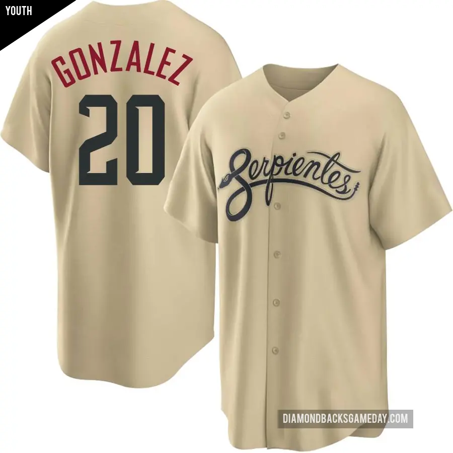 Youth Arizona Diamondbacks ＃20 Luis Gonzalez Replica Gold 2021 City Connect Cool Base Jersey