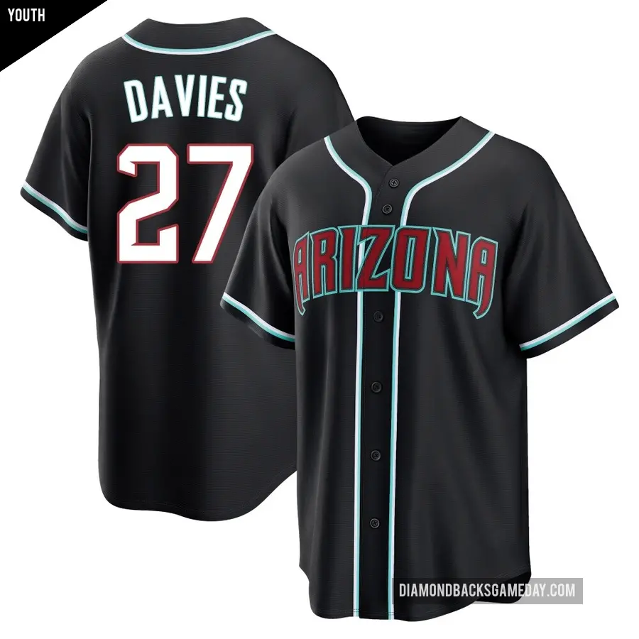 Youth Arizona Diamondbacks ＃27 Zach Davies Replica Black Fashion Out Jersey