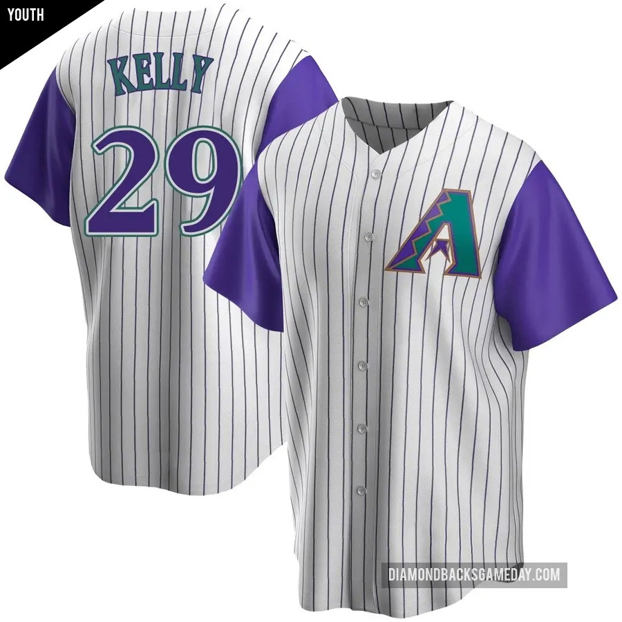 Youth Arizona Diamondbacks ＃29 Merrill Kelly Replica Purple Cream/ Alternate Cooperstown Collection Jersey