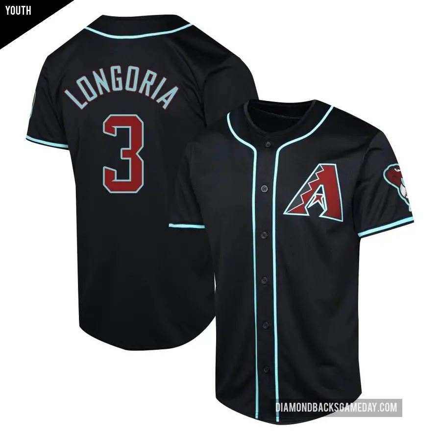 Youth Arizona Diamondbacks ＃3 Evan Longoria Limited Black Alternate Jersey