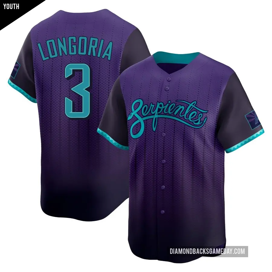 Youth Arizona Diamondbacks ＃3 Evan Longoria Limited Purple 2025 City Connect Jersey
