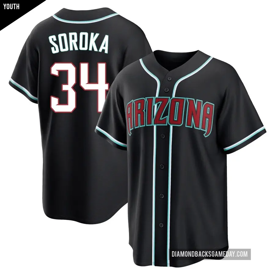Youth Arizona Diamondbacks ＃34 Michael Soroka Replica Black Fashion Out Jersey