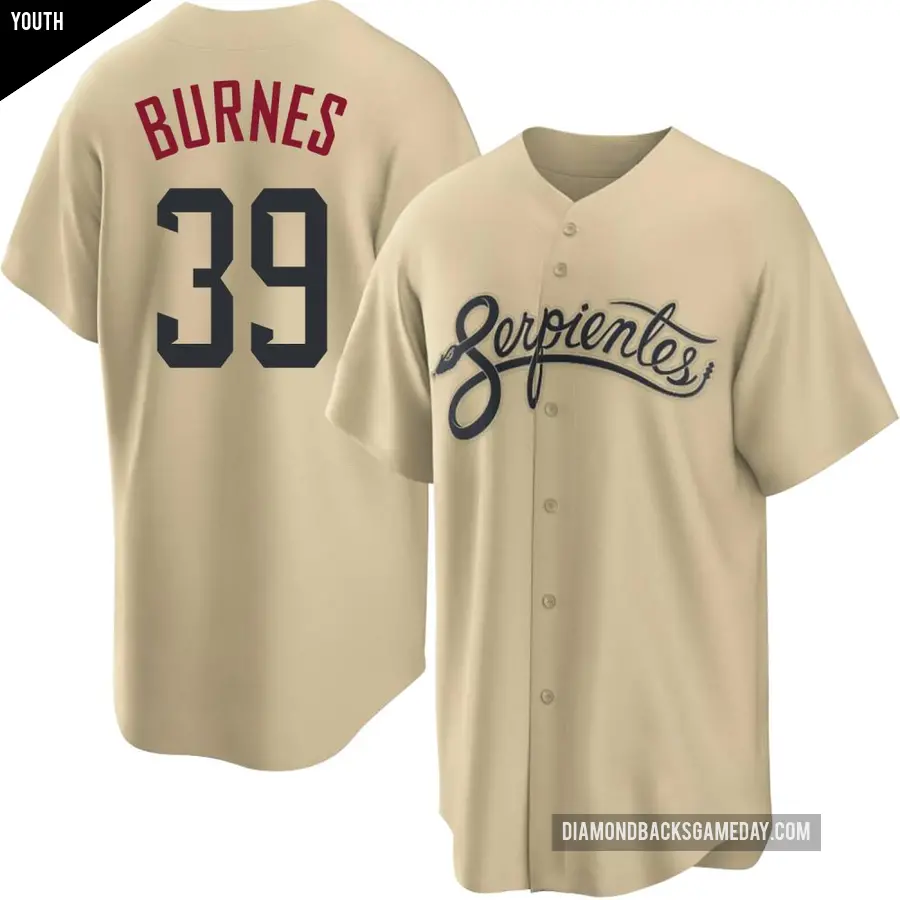 Youth Arizona Diamondbacks ＃39 Corbin Burnes Replica Gold 2021 City Connect Cool Base Jersey
