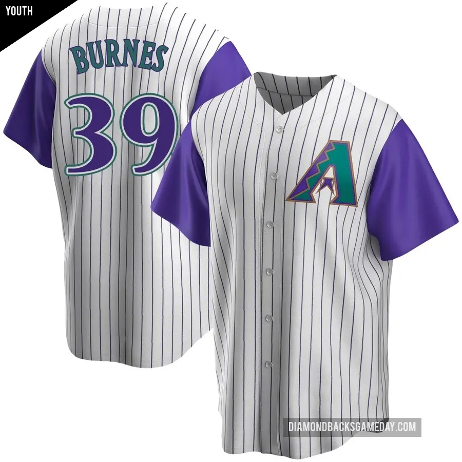 Youth Arizona Diamondbacks ＃39 Corbin Burnes Replica Purple Cream/ Alternate Cooperstown Collection Jersey