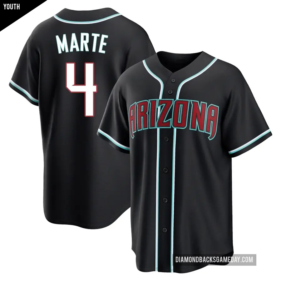 Youth Arizona Diamondbacks ＃4 Ketel Marte Replica Black Fashion Out Jersey