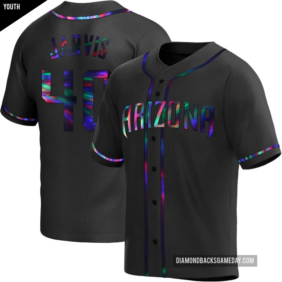 Youth Arizona Diamondbacks ＃40 Bryce Jarvis Replica Black Holographic Alternate Jersey