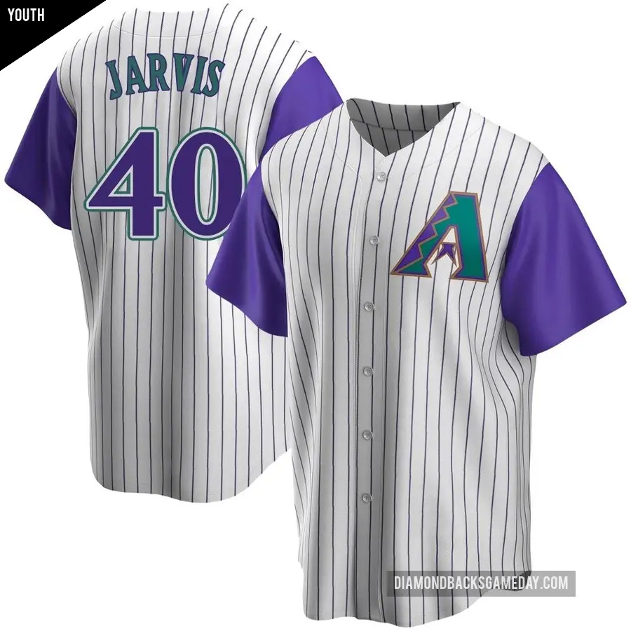 Youth Arizona Diamondbacks ＃40 Bryce Jarvis Replica Purple Cream/ Alternate Cooperstown Collection Jersey