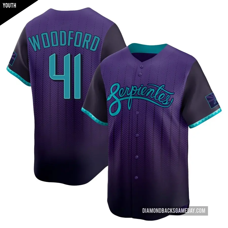 Youth Arizona Diamondbacks ＃41 Jake Woodford Limited Purple 2025 City Connect Jersey