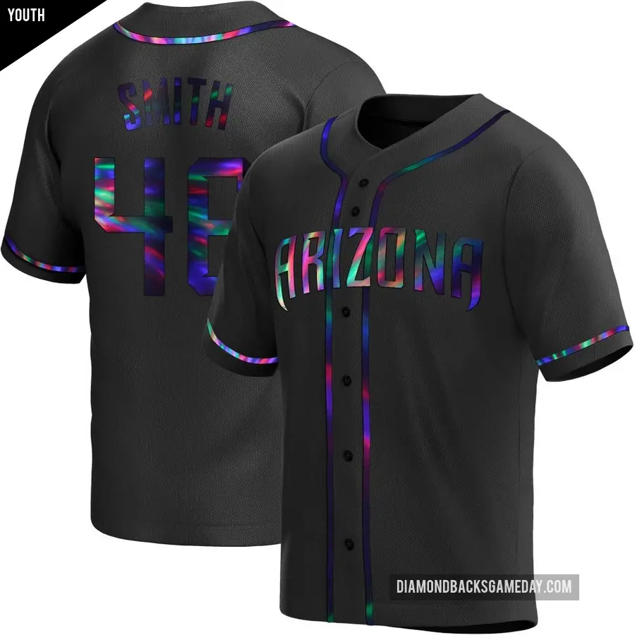Youth Arizona Diamondbacks ＃46 Riley Smith Replica Black Holographic Alternate Jersey