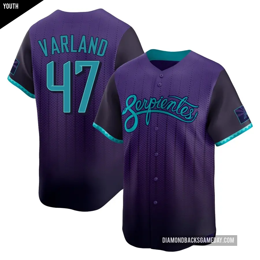 Youth Arizona Diamondbacks ＃47 Gus Varland Limited Purple 2025 City Connect Jersey