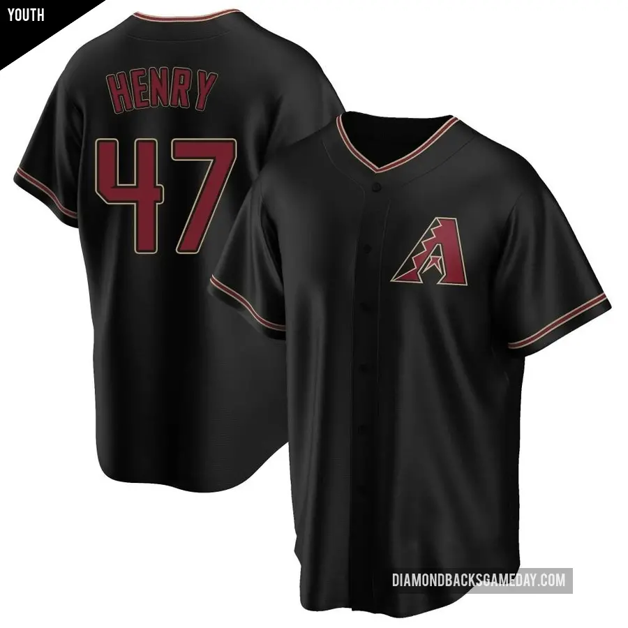 Youth Arizona Diamondbacks ＃47 Tommy Henry Replica Black Alternate Jersey