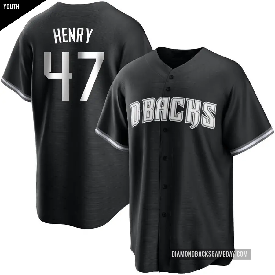 Youth Arizona Diamondbacks ＃47 Tommy Henry Replica Black/White Jersey