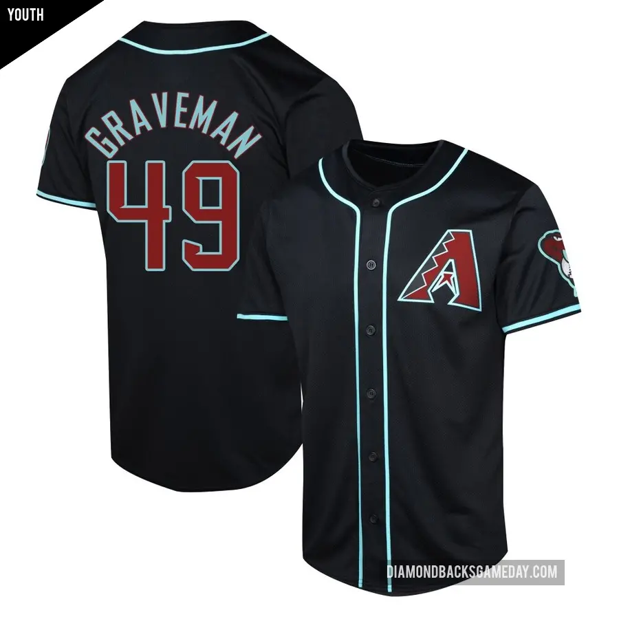 Youth Arizona Diamondbacks ＃49 Kendall Graveman Limited Black Alternate Jersey