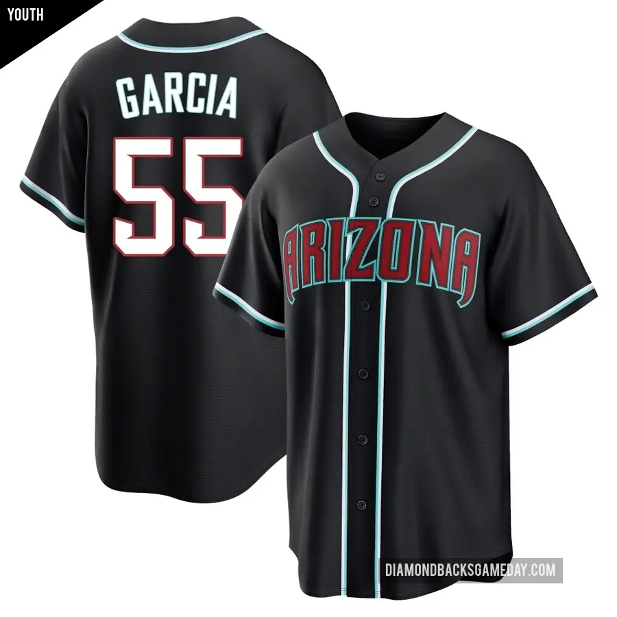 Youth Arizona Diamondbacks ＃55 Brandyn Garcia Replica Black Fashion Out Jersey