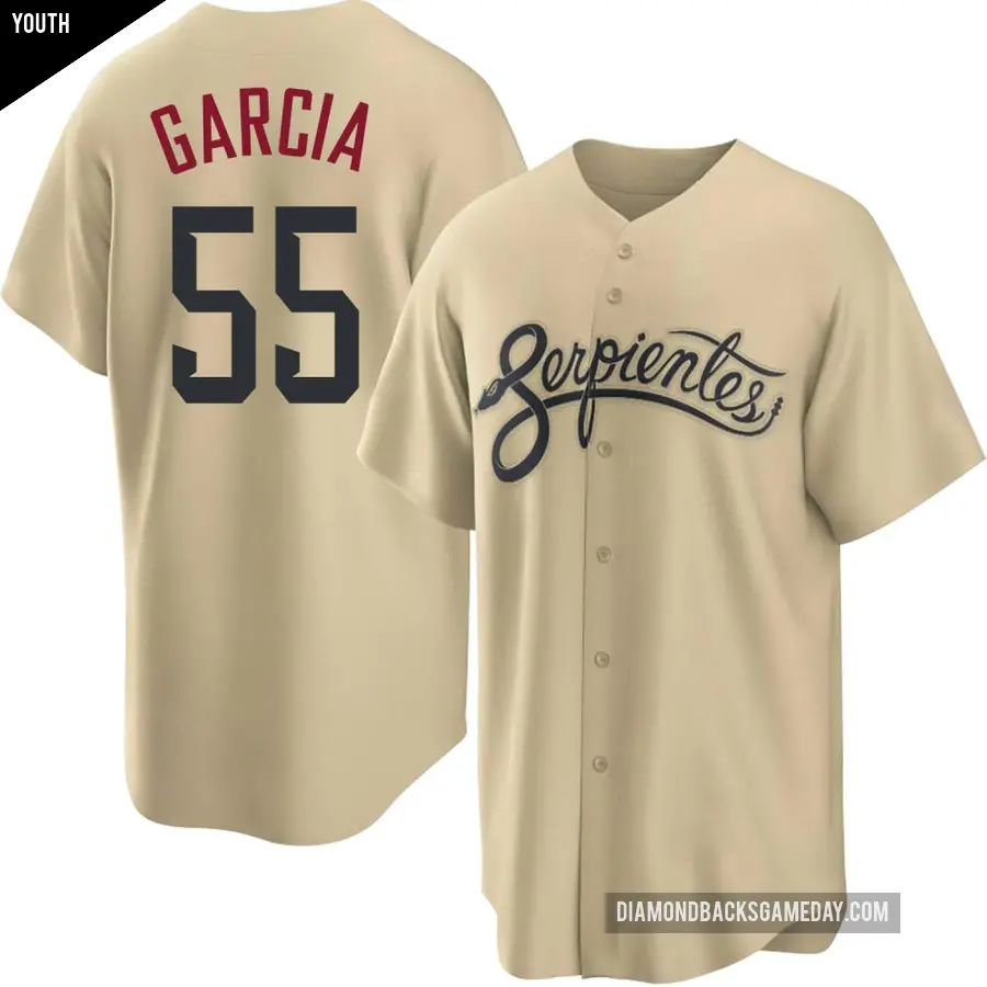 Youth Arizona Diamondbacks ＃55 Brandyn Garcia Replica Gold 2021 City Connect Cool Base Jersey