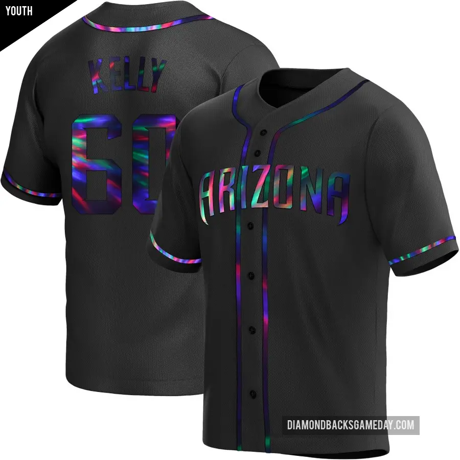 Youth Arizona Diamondbacks ＃60 Casey Kelly Replica Black Holographic Alternate Jersey