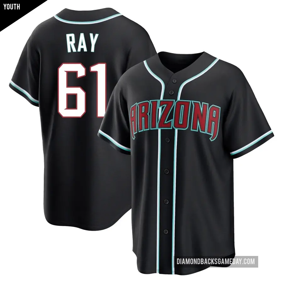 Youth Arizona Diamondbacks ＃61 Dylan Ray Replica Black Fashion Out Jersey