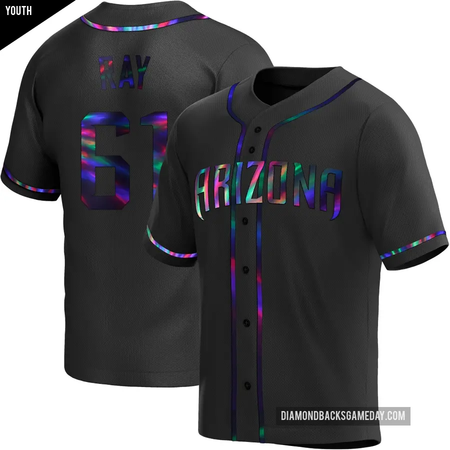 Youth Arizona Diamondbacks ＃61 Dylan Ray Replica Black Holographic Alternate Jersey