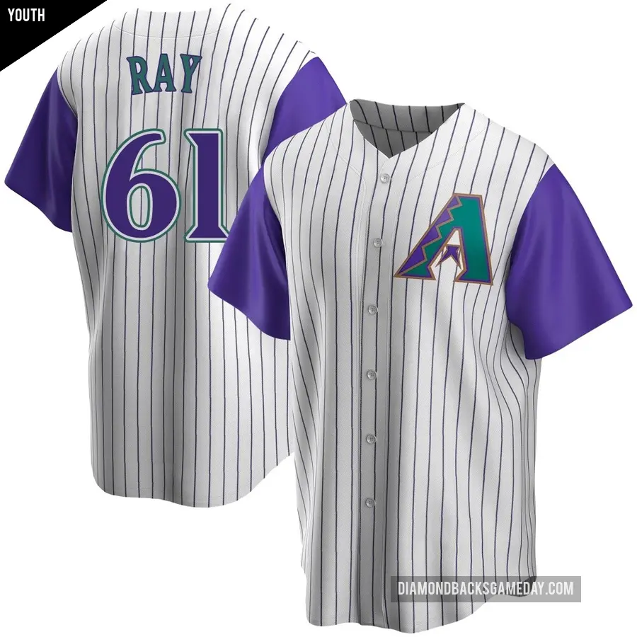 Youth Arizona Diamondbacks ＃61 Dylan Ray Replica Purple Cream/ Alternate Cooperstown Collection Jersey