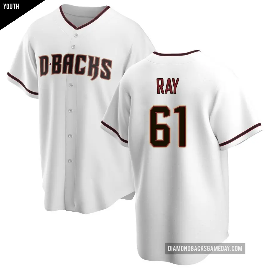 Youth Arizona Diamondbacks ＃61 Dylan Ray Replica White Home Jersey