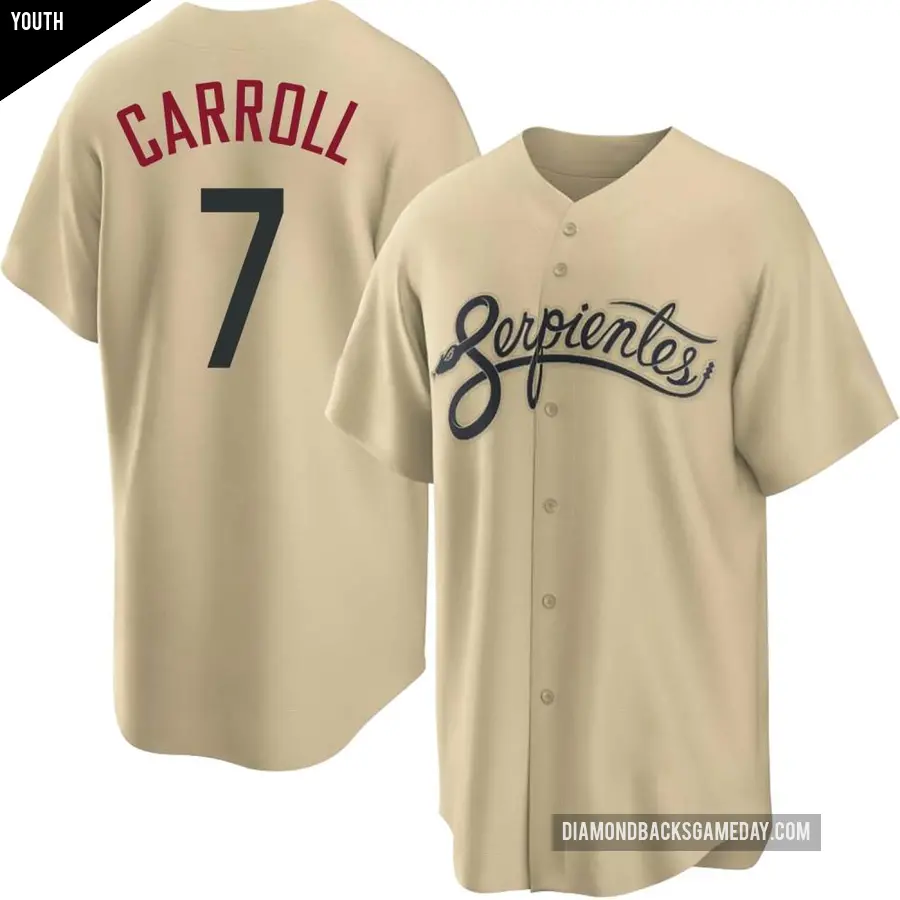 Youth Arizona Diamondbacks ＃7 Corbin Carroll Replica Gold 2021 City Connect Cool Base Jersey