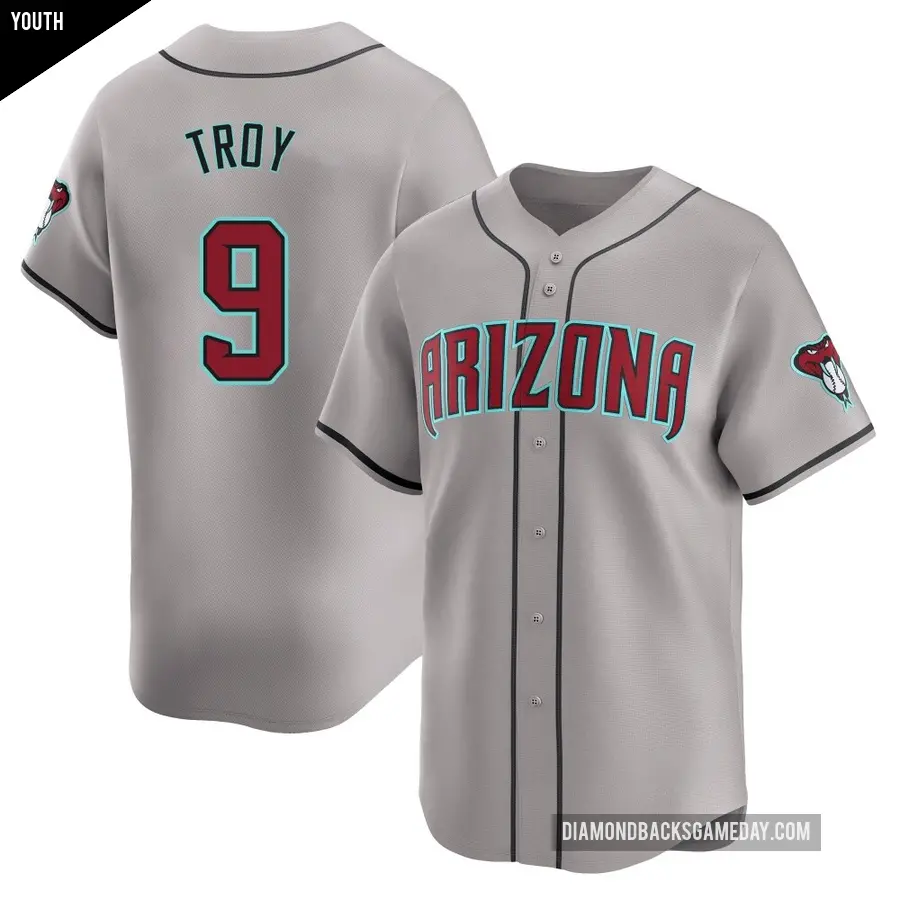 Youth Arizona Diamondbacks ＃9 Tommy Troy Limited Gray Away Jersey