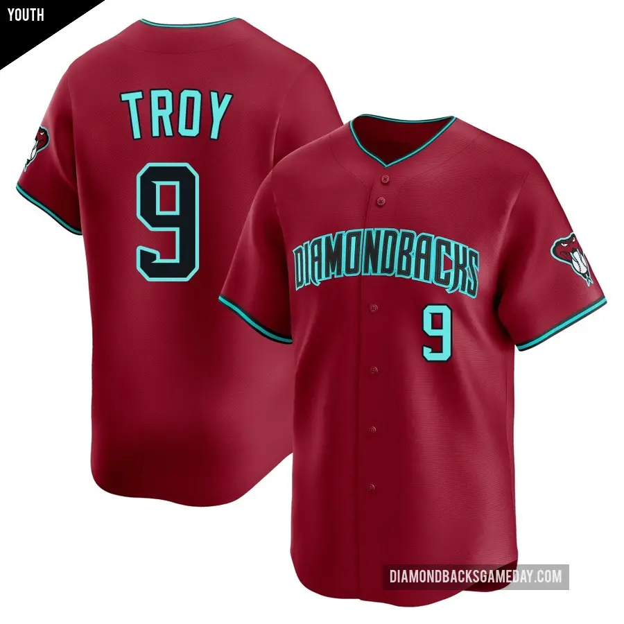 Youth Arizona Diamondbacks ＃9 Tommy Troy Limited Red Alternate Jersey