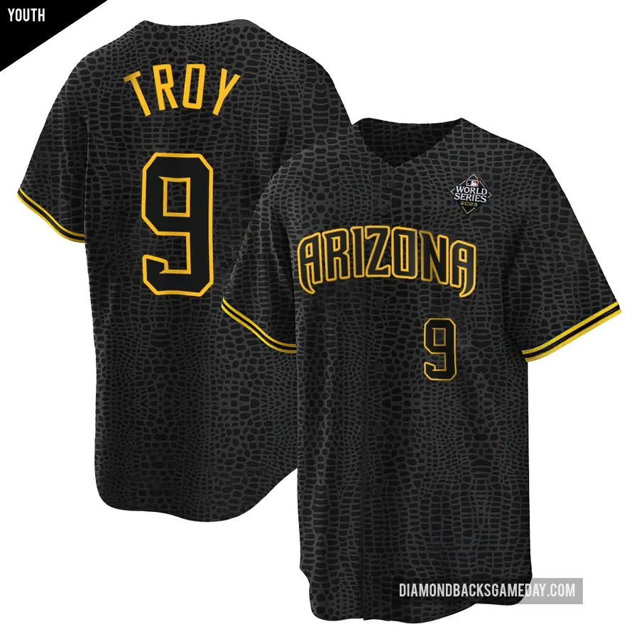 Youth Arizona Diamondbacks ＃9 Tommy Troy Replica Black Snake Skin City 2023 World Series Jersey